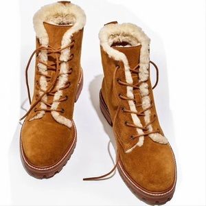 Madewell | Clair lace-up boot in suede and shearling